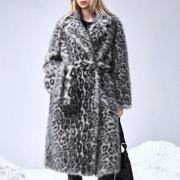 Multicolor Casual Women's soft Leopard Print Faux Fur Coat - Picture 3 of 12